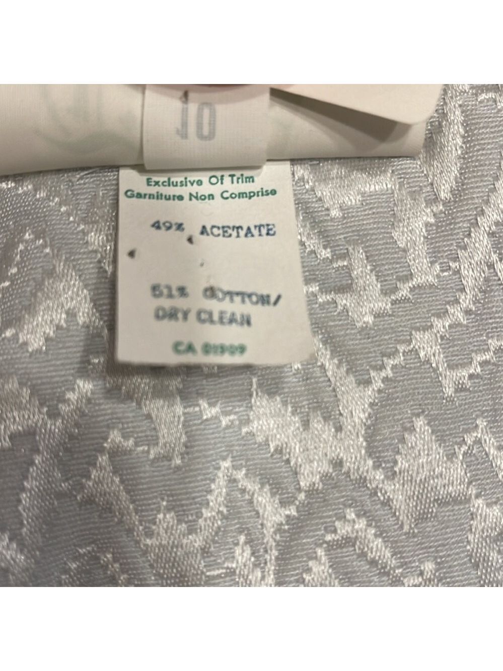 ELITE ORIGINAL sz 10 mint cream brocade 1 button long jacket pocket on chest - Picture 6 of 8
